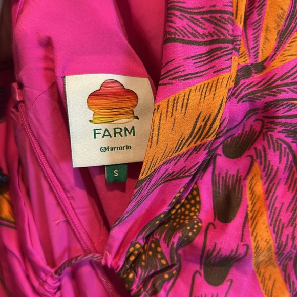 FARM Rio pink and orange tropical print sleeveless maxi dress size S NWOT - Picture 2 of 3